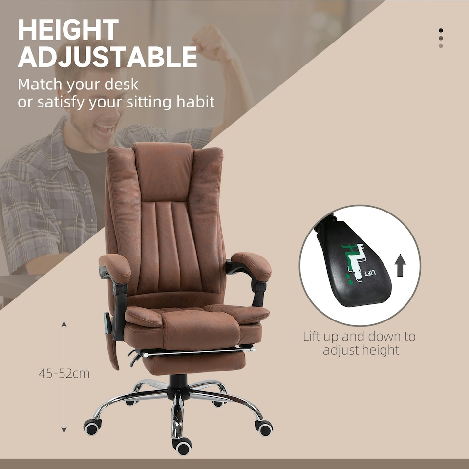 image 1 of Vinsetto High Back Office Chair with Vibration Massage and Heat, Brown