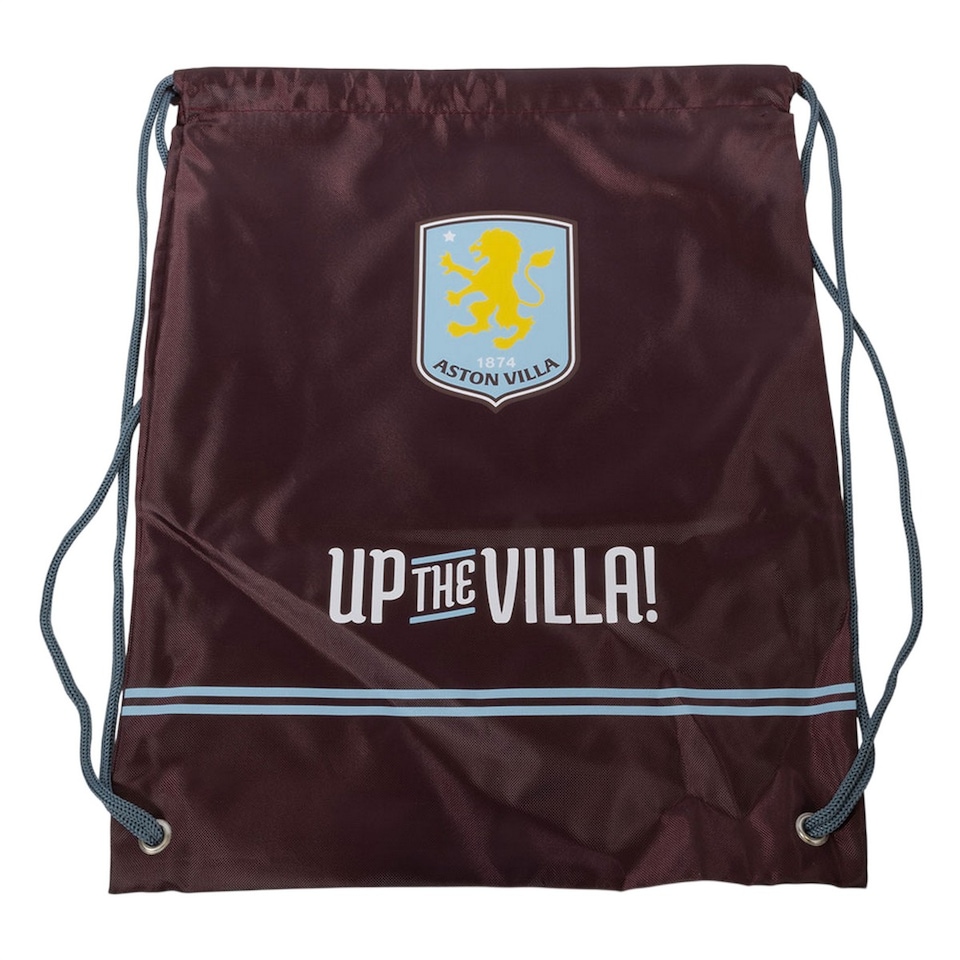 image 1 of Aston Villa FC Up The Villa Drawstring Bag | Brown | Brown/Blue/Yellow | One Size | 1