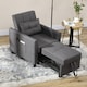 image 2 of HOMCOM Compact Single Chair Bed, Pull Out Bed, Convertible Sleeper Chair with Adjustable Backrest, Pillow, Side Pockets for Home Office, Bedroom, Living Room, Grey