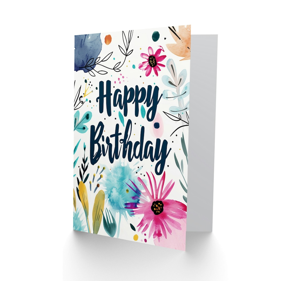 image 1 of Modern Boho Flowers Floral Watercolour Woman Her Birthday Card