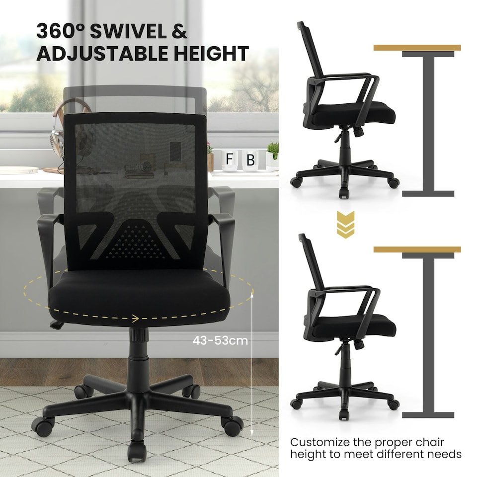 image 1 of COSTWAY Home Office Chair Ergonomic Desk Chair Black Black