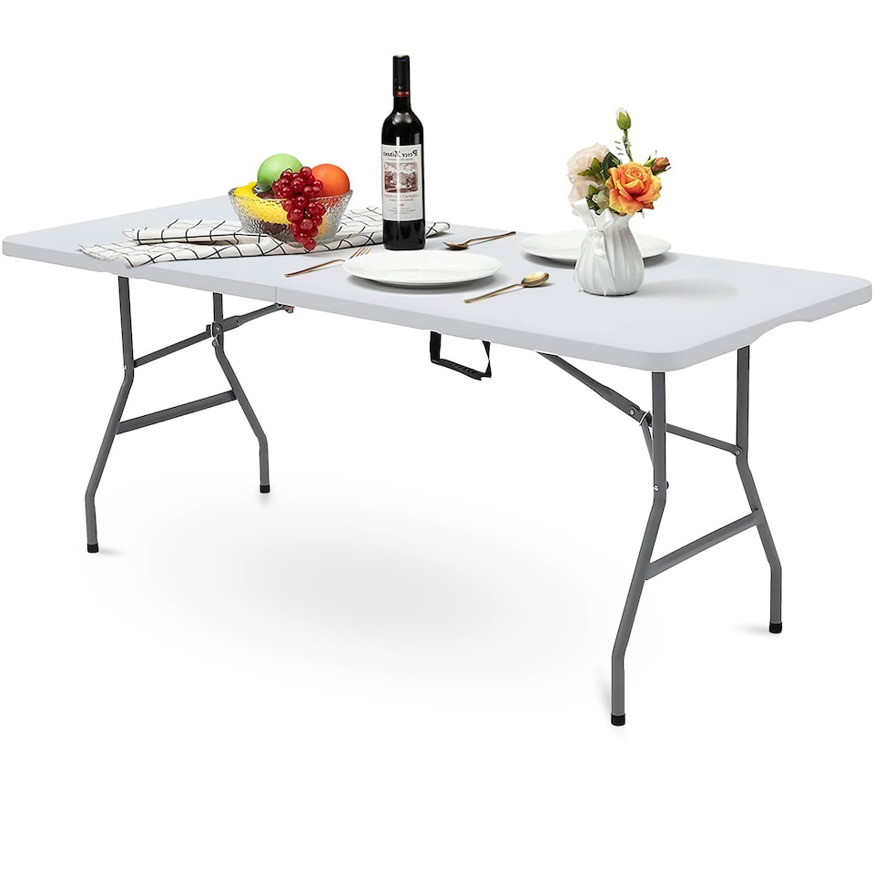 image 1 of 2x 6ft Heavy Duty Folding Trestle Tables Catering, Camping, Picnic, BBQ & Party Use