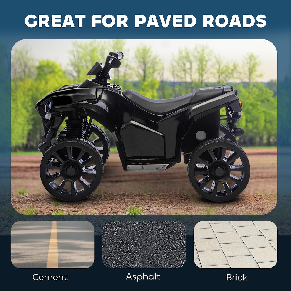 image 1 of AIYAPLAY 6V Kids ATV, Battery Powered Ride on Car for Ages 18-56 M, Black