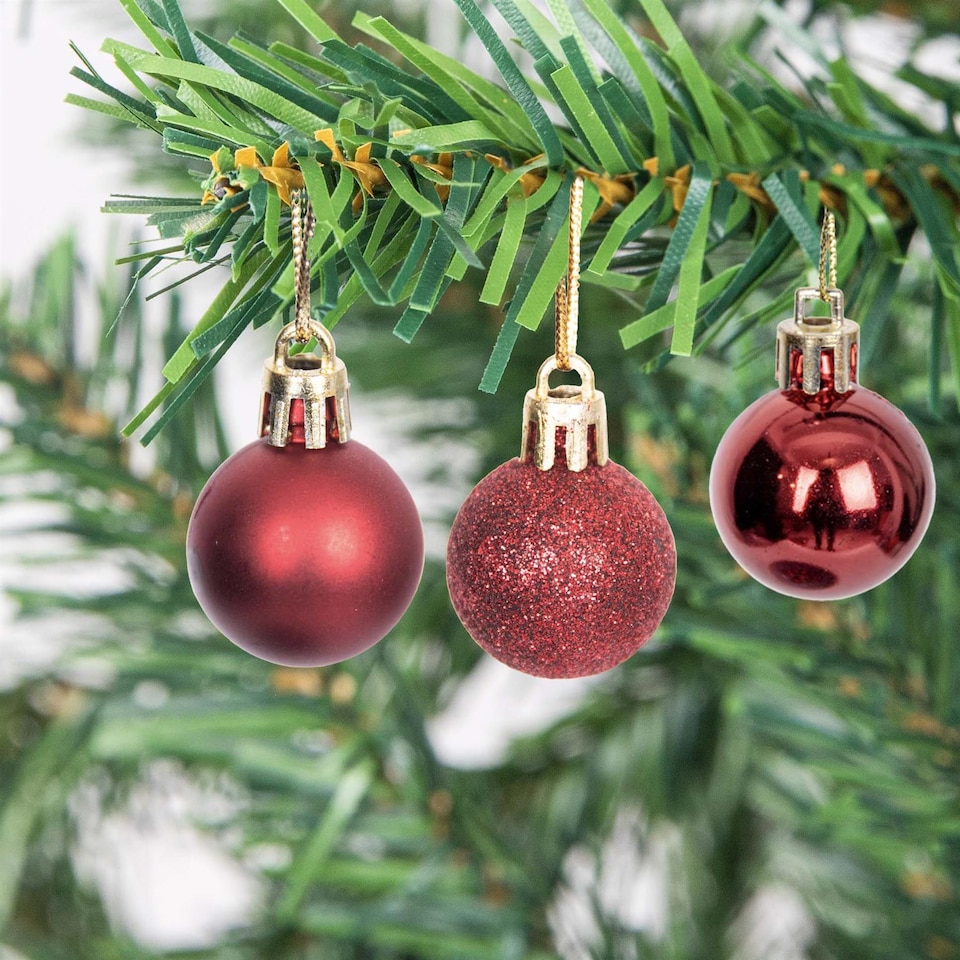 image 1 of 30mm/24Pcs Christmas Baubles Shatterproof Dark Red, Christmas Tree Decorations