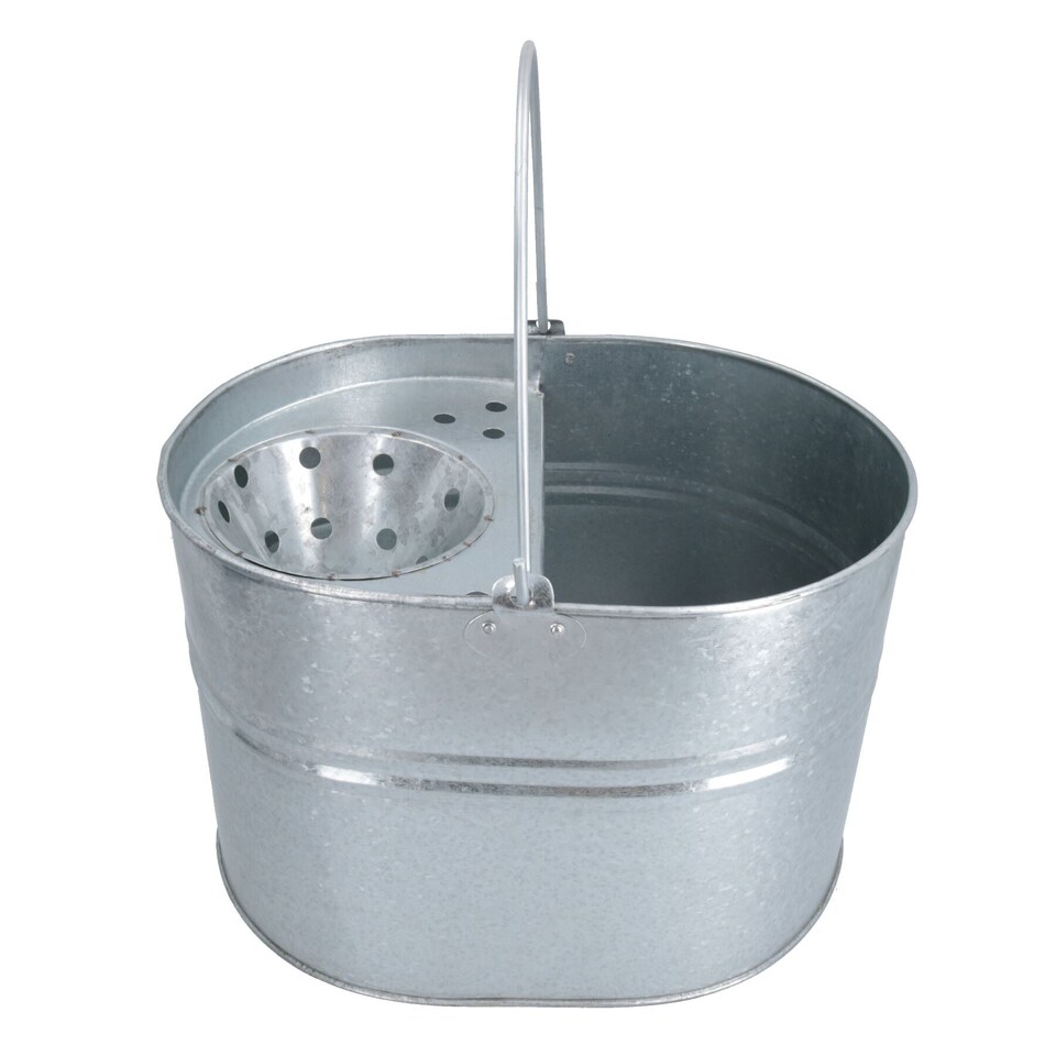 image 1 of 14L Galvanised Metal Mop Bucket Metal Kitchen Bathroom Home Floor Cleaning