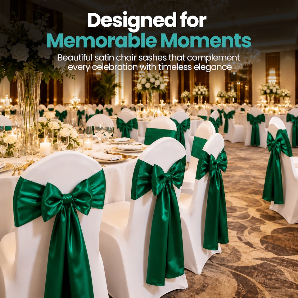 image 1 of 7"x108" Satin Chair Sash, Chair Sashes Hammed Edges Bow Tie - 25pcs