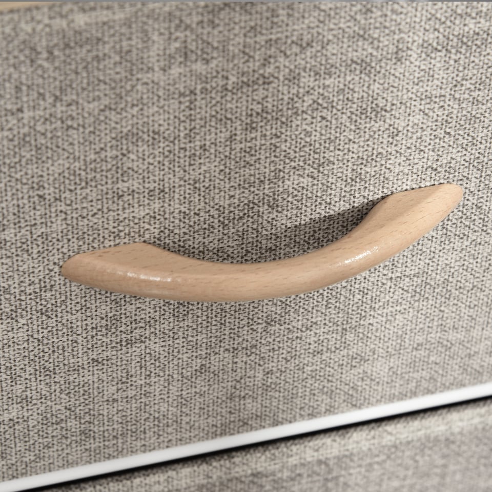 image 1 of HOMCOM Chest of Drawers Storage Dresser Cabinet Organizer with 3 Fabric Drawers and 2 Display Shelves for Living Room, Bedroom, Hallway, Beige