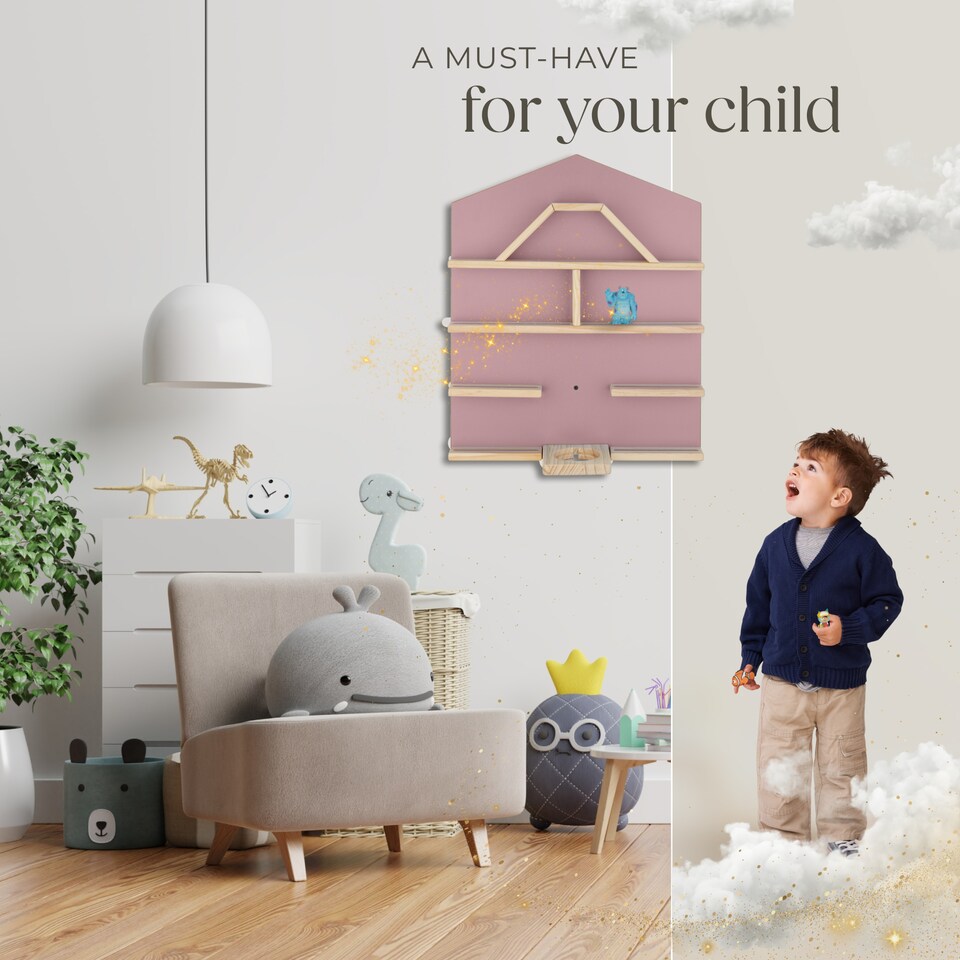 image 1 of Floating Shelf Mylittle Story - for up to 50 Tonies, house design | Pink | pink | 15,50 x 50 x 60 cm | 1