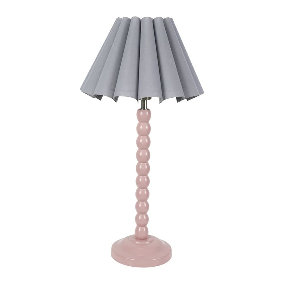image 1 of ValueLights Bobbins Rose Table Lamp Grey Scallop Taper Shade