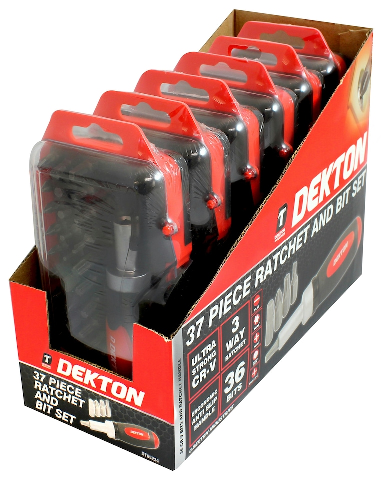 image 1 of Dekton 38pc Stubby Ratchet Screwdriver And Bit Set
