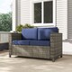 image 7 of Outsunny Rattan Sofa, 2 Seater Garden Furniture with Soft Padded Cushion and Armrests, Wicker Garden Loveseat for Patio, Navy Blue | Blue | Two Seater