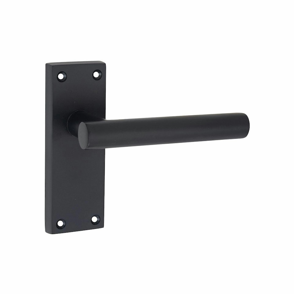image 1 of Golden Grace 4 Sets Victorian Straight T-Bar Door Handles Latch in Matt Black with 1 Pair of 3" Ball Bearing Hinges & Latches Pack - 120mm x 40mm Backplate Black