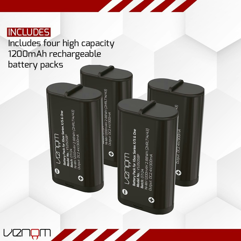 image 1 of Venom Xbox Rechargeable Battery 4-Pack with Charging Dock AA