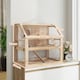 image 5 of PawHut Wooden Hamster Cage, 3 Tier Gerbil Cage with Detachable 31cm Deep Bottom, Hut, Seesaw, Exercise Wheel, Ramps, Natural Wood Finish