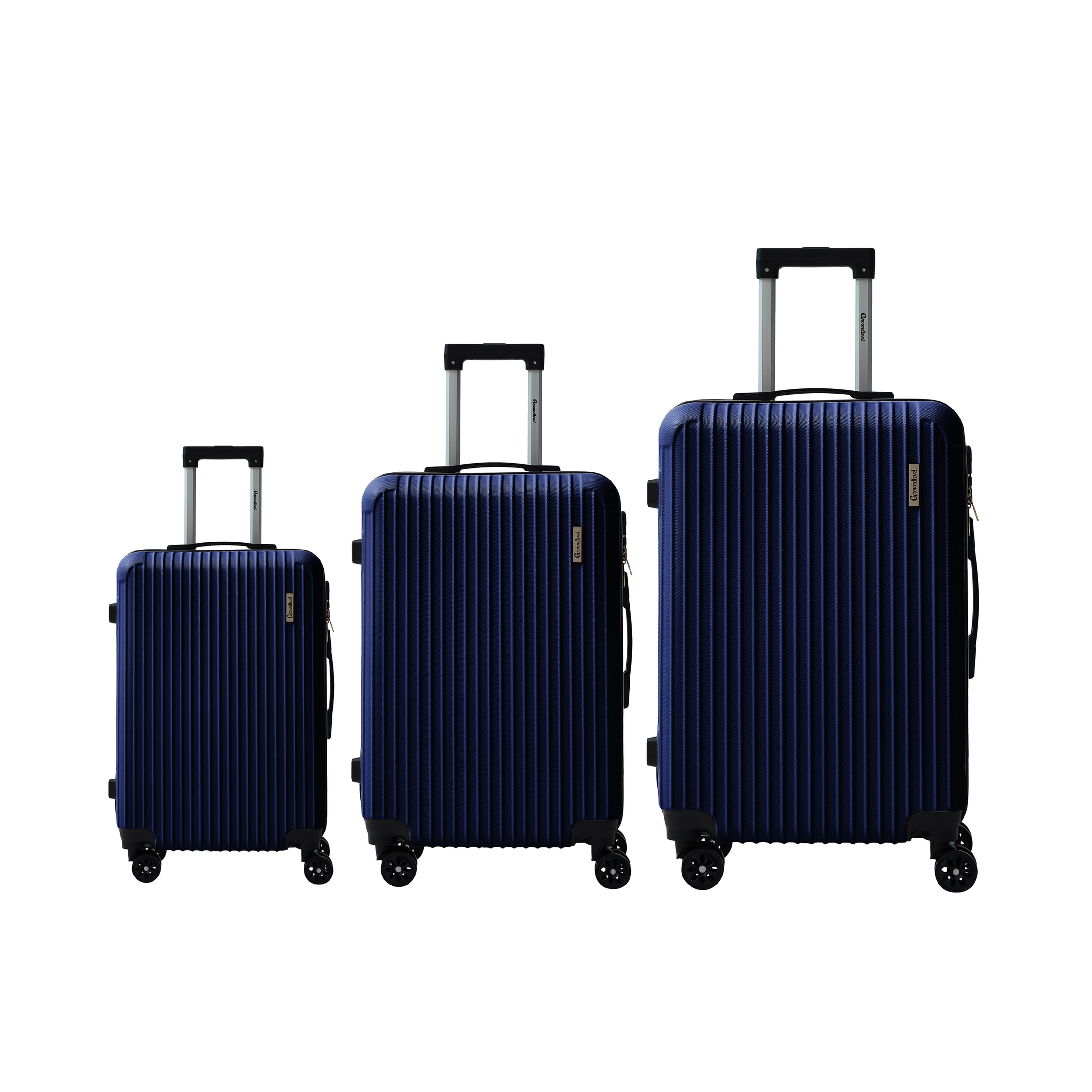 Groundlevel Cosmic Hard Sheel 3 Piece Luggage Set 4 Wheel Spinners Travel Suitcases | Blue | Navy