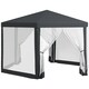 image 1 of Outsunny 4M Hexagon Gazebo, Netting Party Tent, Patio Canopy Outdoor Event Shelter for Activities, Shade Resistant, Dark Grey