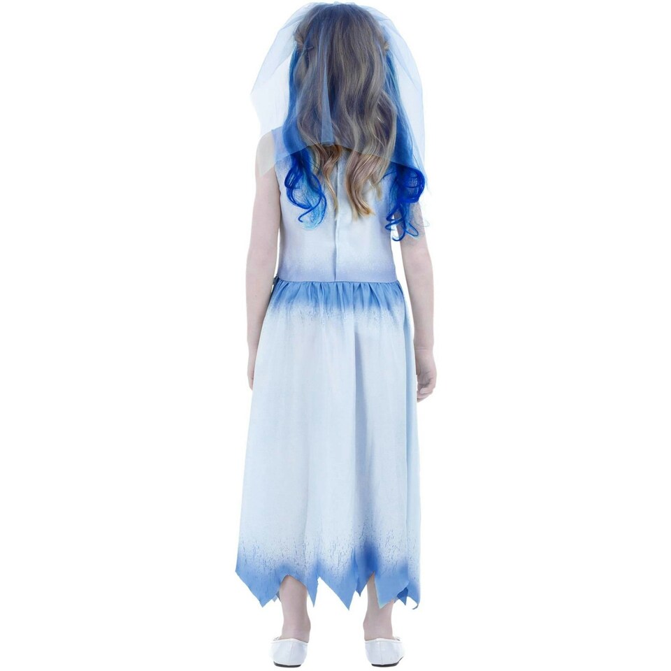 image 1 of Corpse Bride Girls Emily Costume Set - Blue/White - 4-6 Years