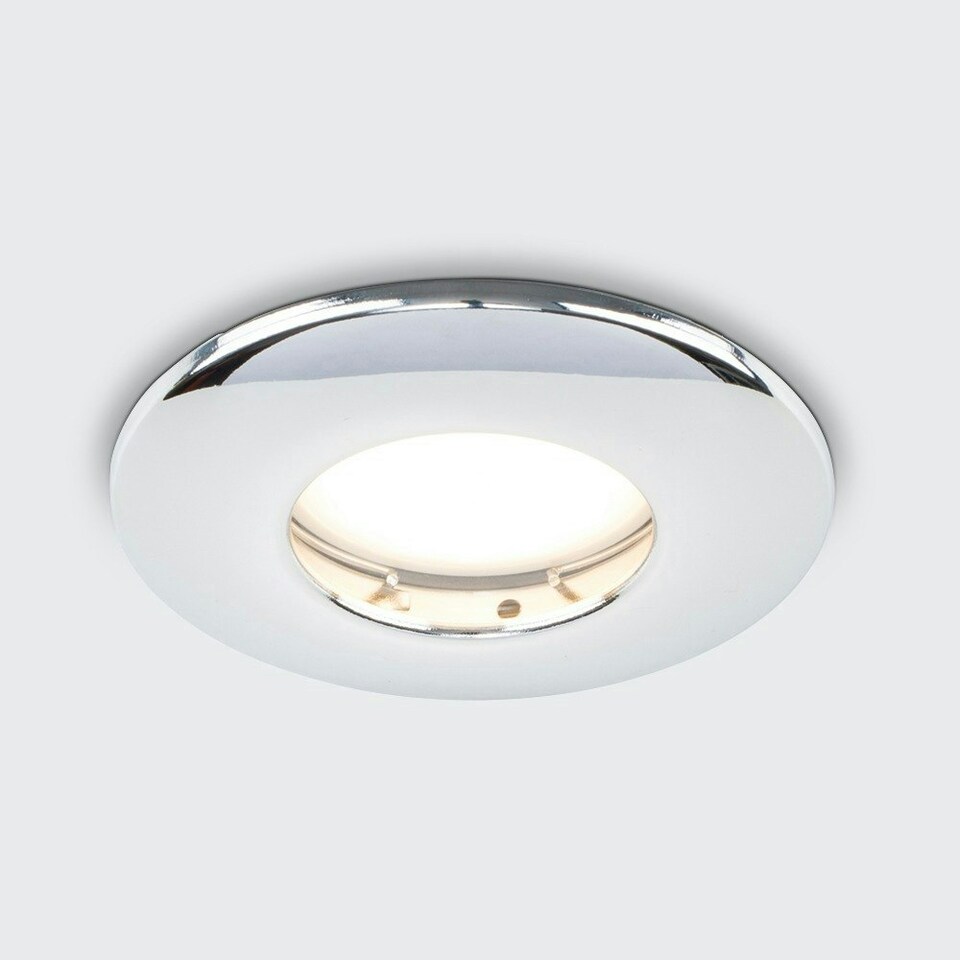 image 1 of ValueLights Fire Rated Downlight Fire Rated IP67 Chrome Silver Downlight and GU10 Spotlight LED 5W Warm White 3000K Bulb