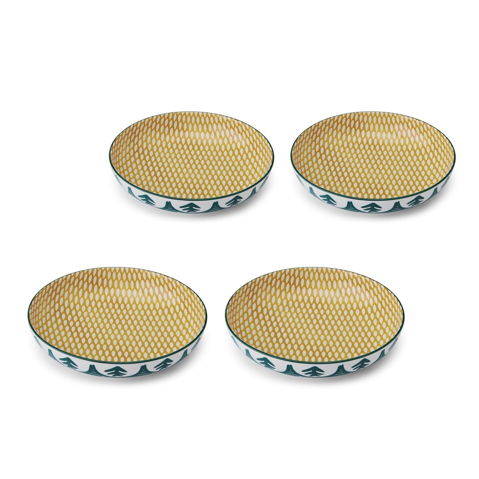 image 1 of Mikasa Set of 4 Green Leaf 2 Toned Stoneware Pasta Bowls