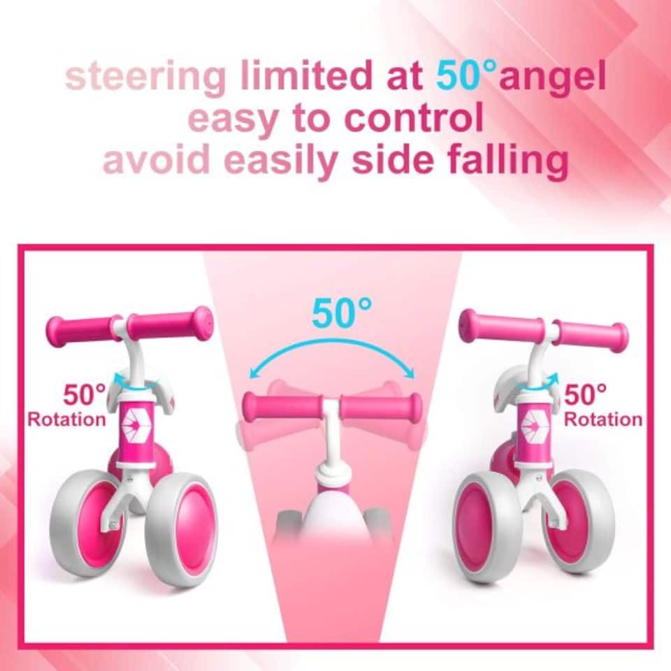 image 1 of AyeKu Baby Toddler Balance Bike Silent Wheels Adjustable Seat, 1-3 Years, Rose | Pink