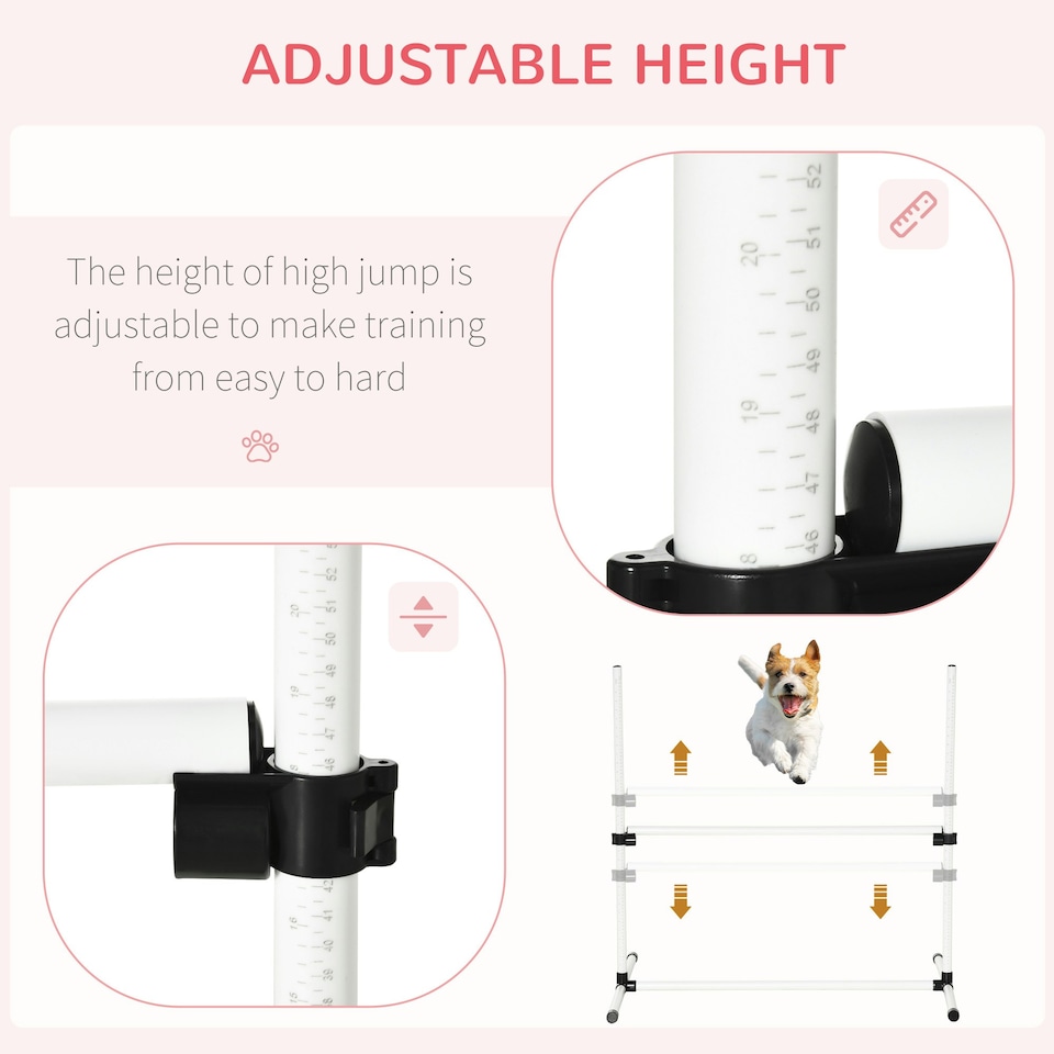 image 1 of PawHut 4 Pieces Dog Agility Training Equipment with Carrying Bag, White