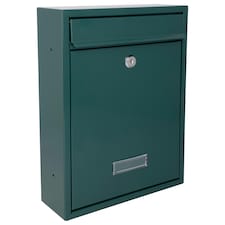 Burg-Wachter Trent Wall Mounted Galvanised Steel Lockable Post Box - 26x34x9cm Green