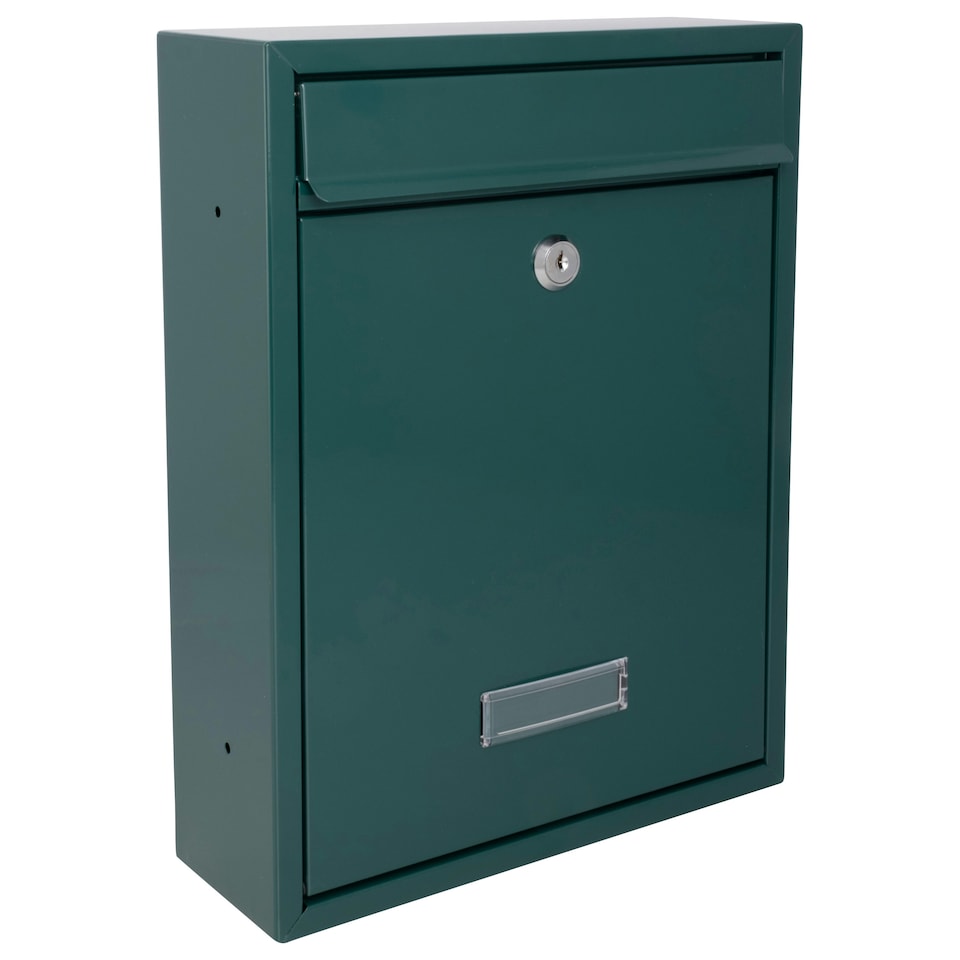 image 1 of Burg-Wachter Trent Wall Mounted Galvanised Steel Lockable Post Box - 26x34x9cm Green