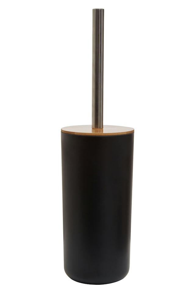 image 1 of Interiors By Premier Black Toilet Brush Holder, Sturdy Bathroom Cleaner With Reinforced Bristles, Slimline Toilet Brush Set | Black