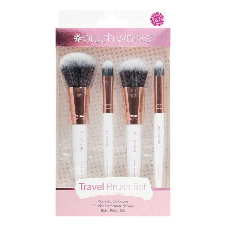 image 1 of Brushworks White & Gold Travel Makeup Brush Set