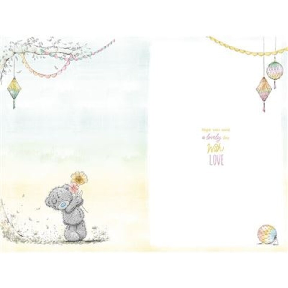 image 1 of Bear With Flowers Behind Back Nan Birthday Card