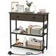 image 1 of COSTWAY Entryway Narrow Console Table w/Charging Station Brown