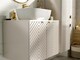 image 8 of Wall Hung Vanity Unit 600mm Bathroom Cabinet Ribbed Beige White Countertop Cara