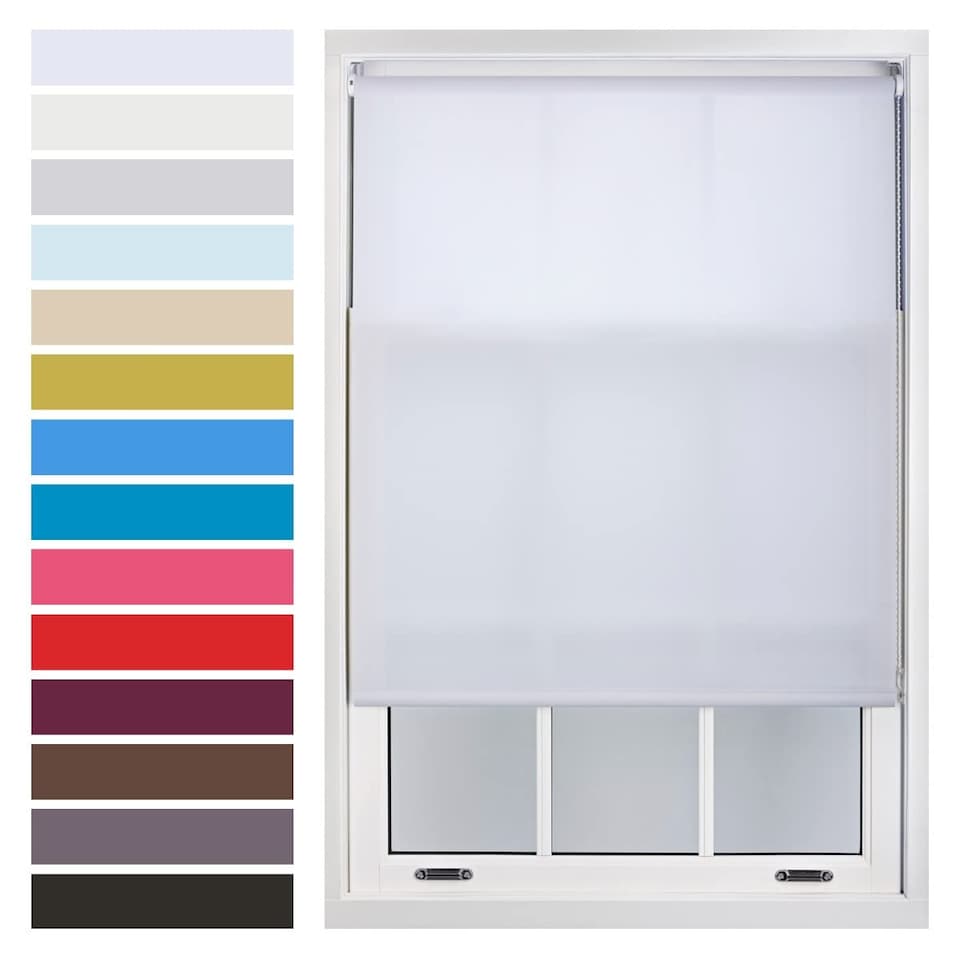 image 1 of FURNISHED Daylight Roller Blinds Made to Measure Sheer Window Blind with Metal Fittings | White | White | (W) 210cm x (L) 165cm