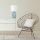 image 6 of First Choice Lighting Set of 2 Turquoise Ribbed Glass Lamps with White Shades Chrome | White