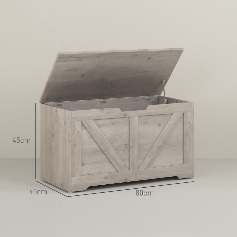 image 1 of HOMCOM Storage Trunk for Living Room, with Safety Hinge, 80cm, Grey
