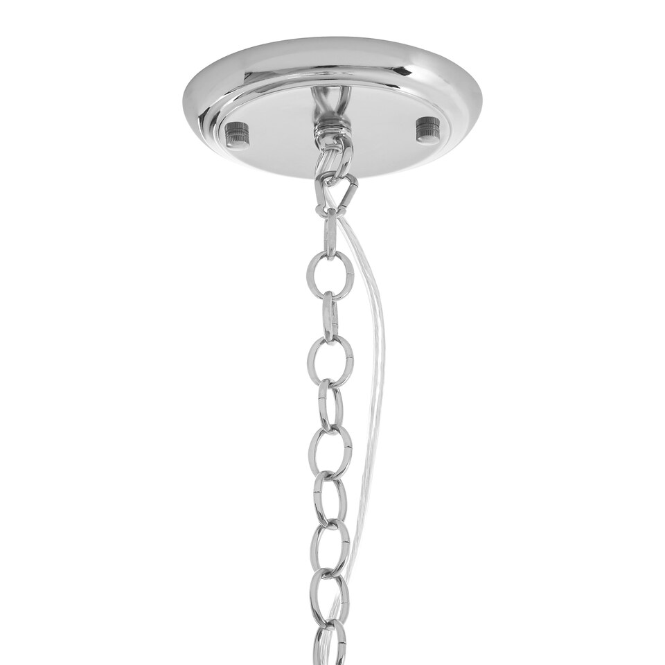 image 1 of Interiors by Premier Small Chrome Lighthouse Pendant Light, Industrial Style Hanging Light With Dome Glass Shade