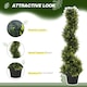 image 8 of Outsunny Set Of 2 90cm/3FT Artificial Spiral Topiary Trees w/ Pot Fake Plant