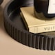 image 3 of OHS Ribbed Round Decorative Tray Table Organiser Countertop Storage | Black