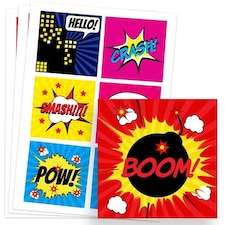 Super Hero 80mm Square Sticker Sheet of 6