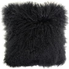 SNUGRUGS Mongolian Sheepskin Cushion - Large Square - 60cm x 60cm | Black | 60 x 60cm