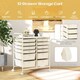image 5 of COSTWAY 12 Drawer Rolling Storage Cart Office Utility Cart White