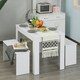 image 2 of HOMCOM 3 Pcs Modern Dining Table Set with Table 2 Bench Seats Compact