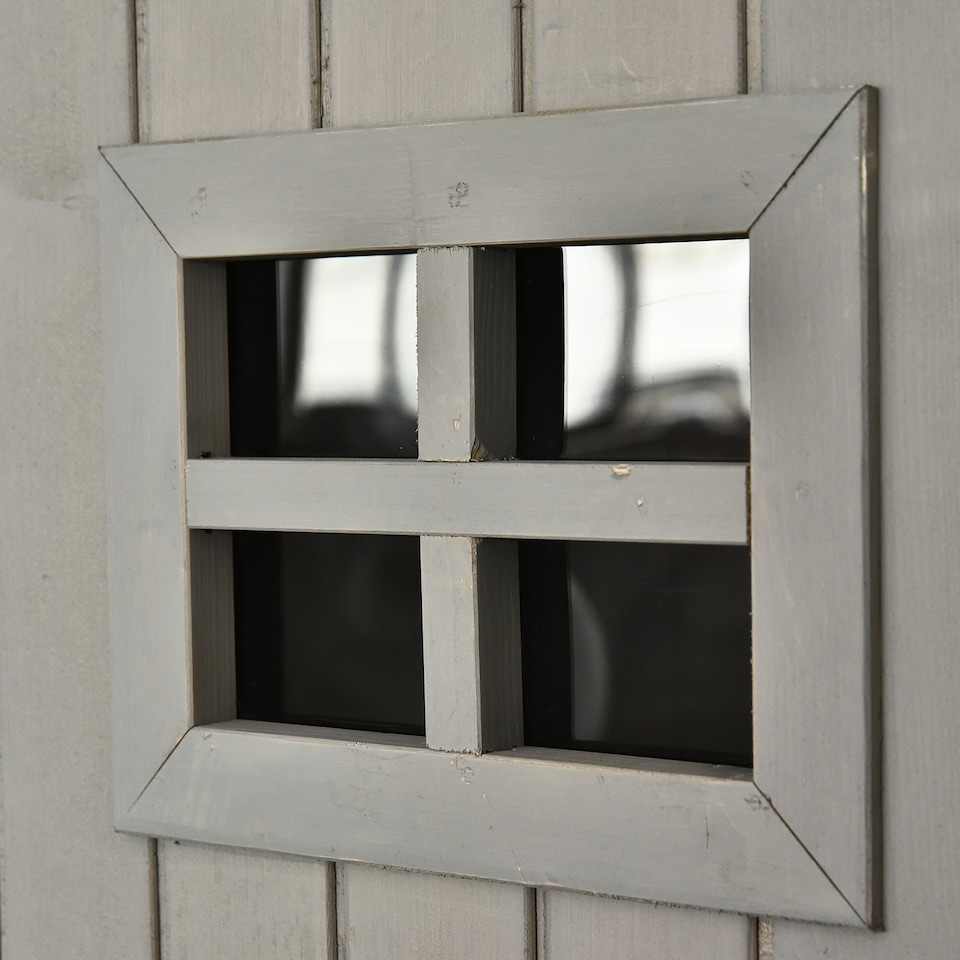 image 1 of Outsunny Wooden Garden Shed with Two Windows, Tool Storage Cabinet, Outdoor Double Door Organizer 127.5L x 50W x 164H cm, Grey