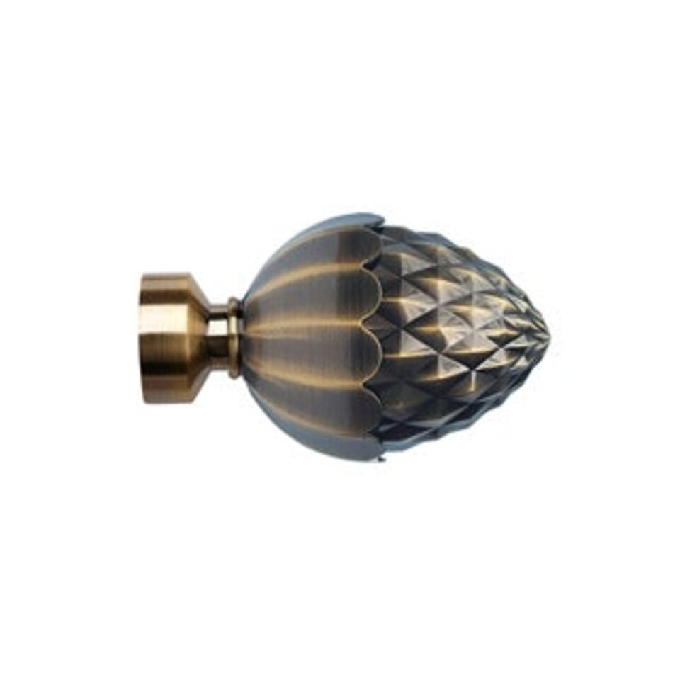 image 1 of 35mm Fixed Length Metal Curtain Pole Set Antique Brass Acorn Finial 210cm | Bronze | Bronze