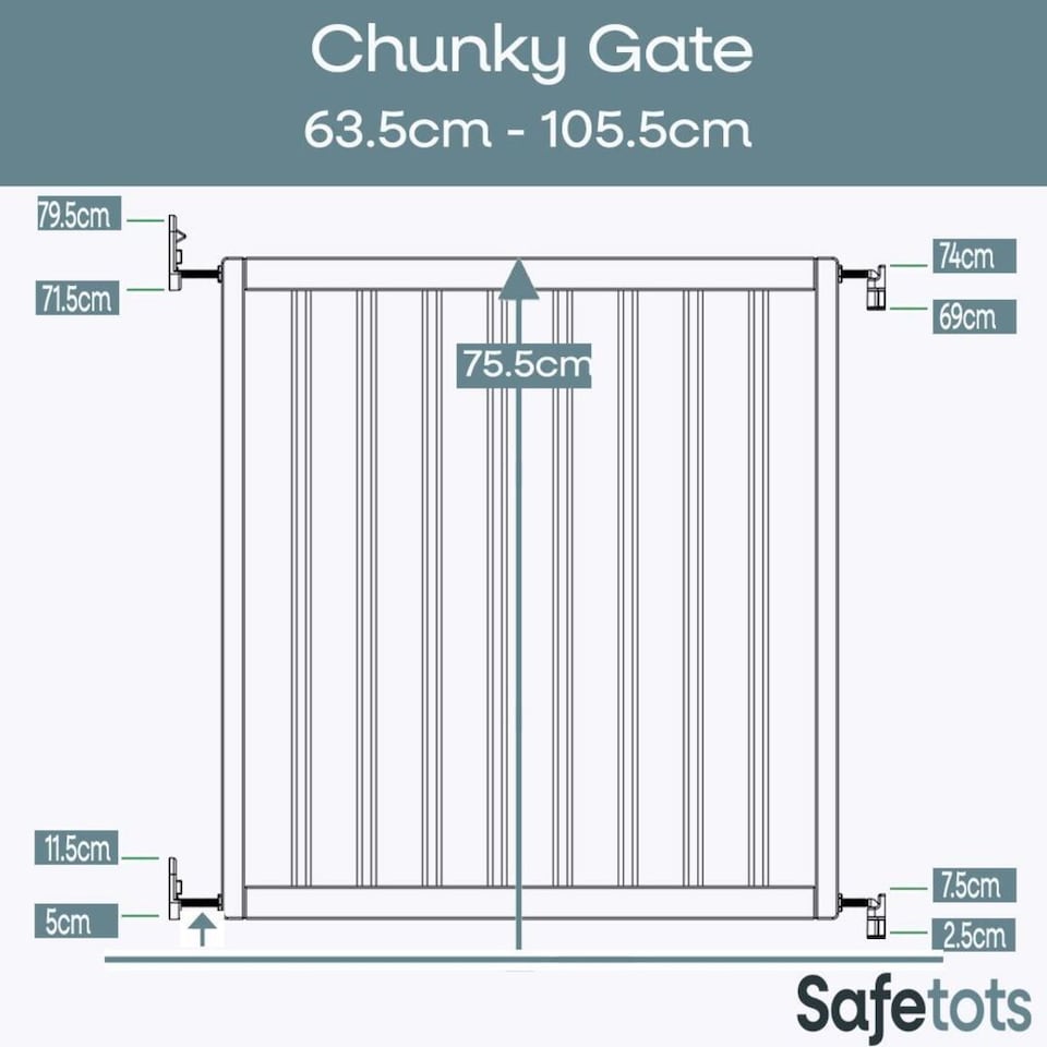 image 1 of Safetots Top of The Stairs Screw Fitted Stair Gate, Azure Blue Wooden, 63.5cm - 105.5cm, Wood Baby Gate, Safety Gate | Blue | 1