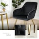 image 4 of Chair Marilyn - with armrests, padded, velvet look, golden steel legs - Set of 2 Black | Black/Gold