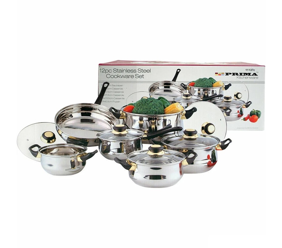 image 1 of Stainless Steel Cookware Set 12 Piece Silver Durable Kitchen Pots And Pans
