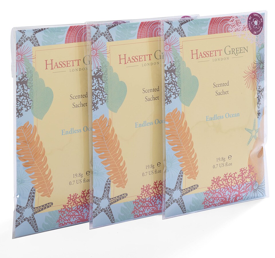 image 1 of Hassett Green London - Endless Ocean - Handmade Large Scented Sachets - Pack of 3 - For Wardrobes & Drawers
