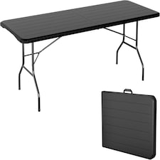 6ft Folding Table heavy duty Outdoor and Indoor use Garden Camping Event Table Dark Wood | Brown | Wood Effect