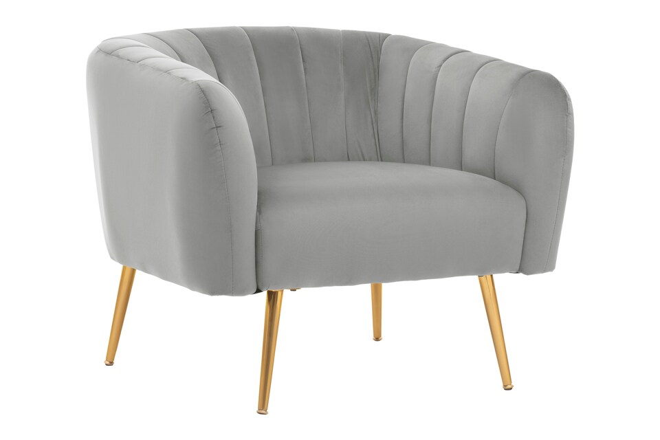 image 1 of Interiors by Premier Grey Velvet Chair with Gold Finish Legs, Back & Armrest Dining Chair, Easy to Clean Armchair